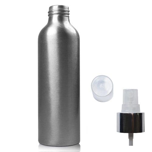 150ml Brushed Aluminium Bottle With nat silver spray