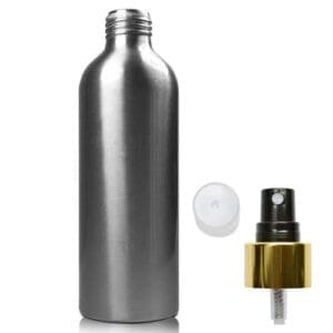 200ML Aluminium Bottle w black gold spray