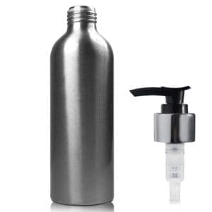 200ML Aluminium Bottle w black silver pump