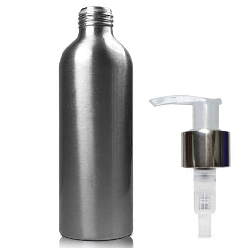 200ML Aluminium Bottle w nat silver pump
