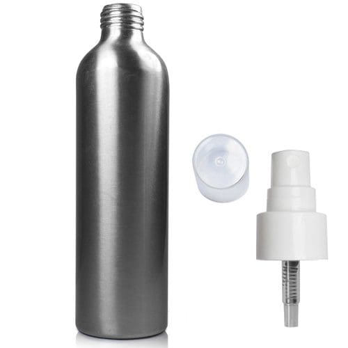 250ML Aluminium Bottle w white smooth spray