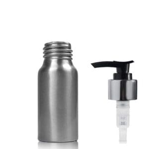 30ML Aluminium Bottle w black silver pump