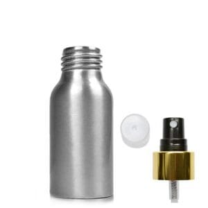 50ML Aluminium Bottle w black gold spray