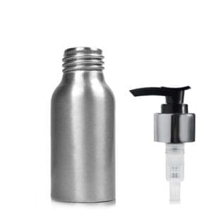 50ML Aluminium Bottle w black silver pump