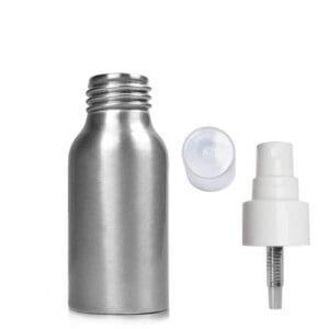 50ML Aluminium Bottle w white smooth spray