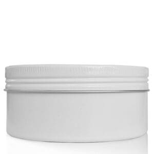 250ml White aluminium jar with lid
