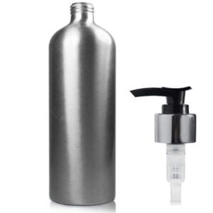500ml Brushed Aluminium Bottle With Glossy Lotion Pump