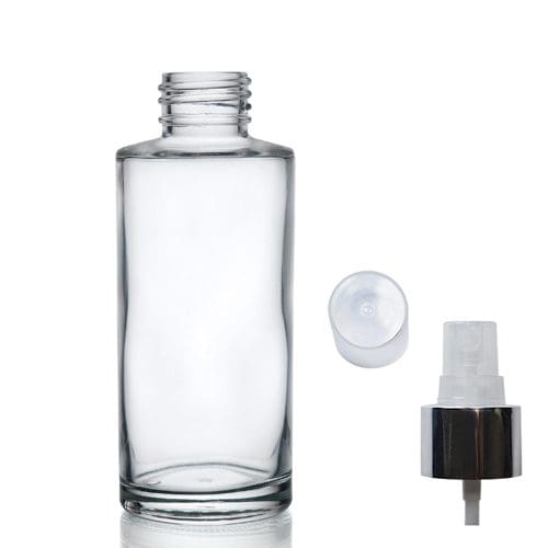 100ml Clear Glass Simplicity Bottle & Silver Atomiser Spray