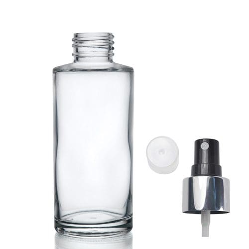 100ml Clear Glass Simplicity Bottle & Silver Atomiser Spray