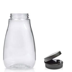180ml Plastic Squeezy Ketchup Bottle & Smooth Flip Top Cap