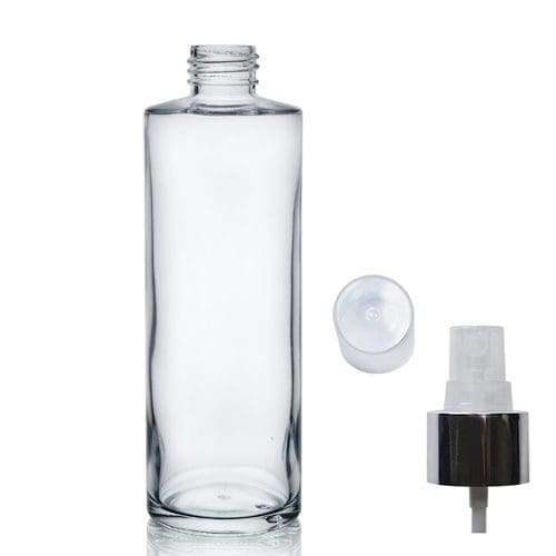 200ml Clear Glass Simplicity Bottle & Silver Atomiser Spray