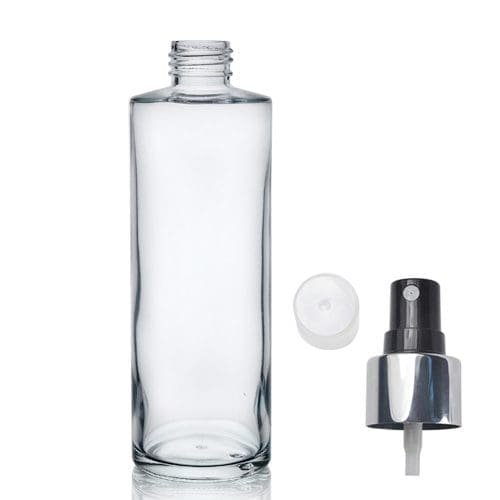 200ml Clear Glass Simplicity Bottle & Silver Atomiser Spray