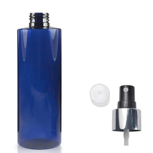 250ml Cobalt Blue PET Plastic Bottle With Spray