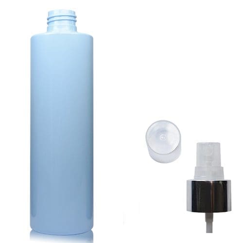 250ml Blue Plastic Bottle With Silver Atomiser Spray