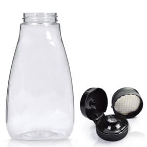 250ml Plastic Squeezy Ketchup Bottle & Smooth Flip Top Cap