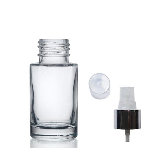 30ml Clear Glass Simplicity Bottle & Silver Atomiser Cap