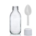 150ml Clear Glass Syrup Bottle & White Medilock Cap