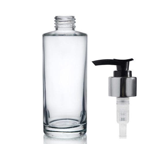 150ml Luxury Glass Cosmetic Bottle With Silver Lotion Pump