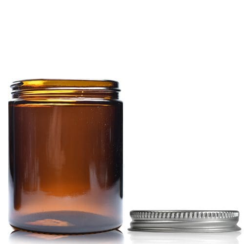 180ml Amber Glass Cosmetic Jar With Aluminium Cap