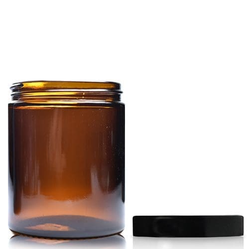 180ml Amber Glass Cosmetic Jar With Black Cap