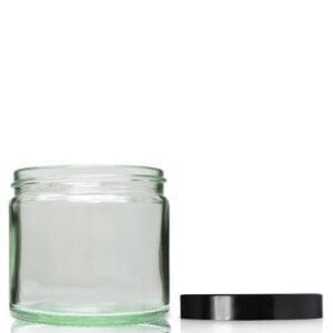 250ml Clear Glass Cosmetic Jar With Black Urea Cap
