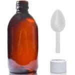 300ml Amber PET Sirop Bottle With Child Resistant Cap and spoon