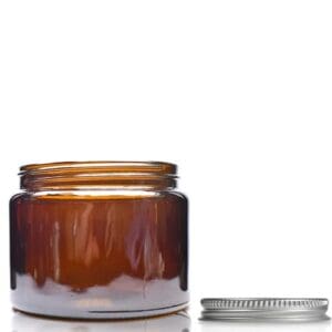500ml Amber Glass Cosmetic Jar With Aluminium Cap