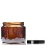 500ml Amber Glass Cosmetic Jar With Black Cap