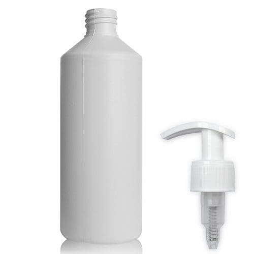 500ml white HDPE Bottle with white pump CAP28PW