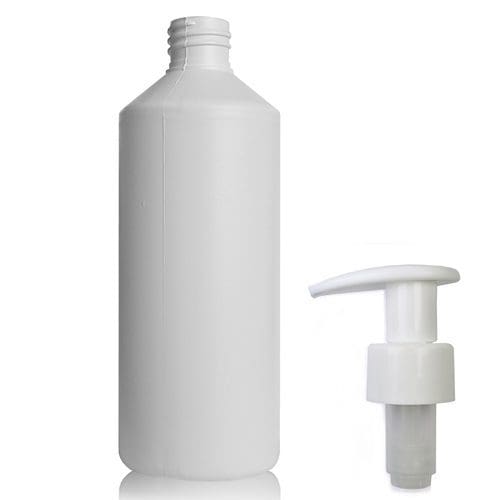 500ml white HDPE Bottle with white pump CAP28PWFH237