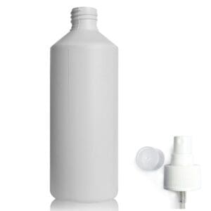 500ml white HDPE Bottle with white spray