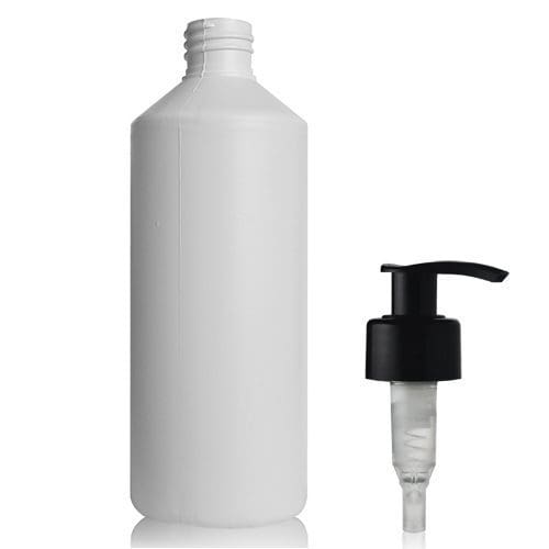 500ml white HDPE plastic bottle with pump