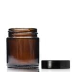 60ml Amber Glass Cosmetic Jar with black cap