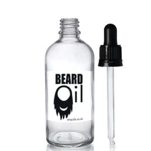 100ml Clear Beard Oil Bottle With Pipette And Wiper