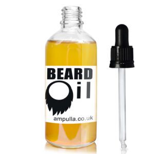 100ml Clear Beard Oil Bottle With Pipette And Wiper