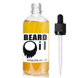 100ml Clear Glass Beard Oil Bottle With CRC Glass Pipette & Wiper