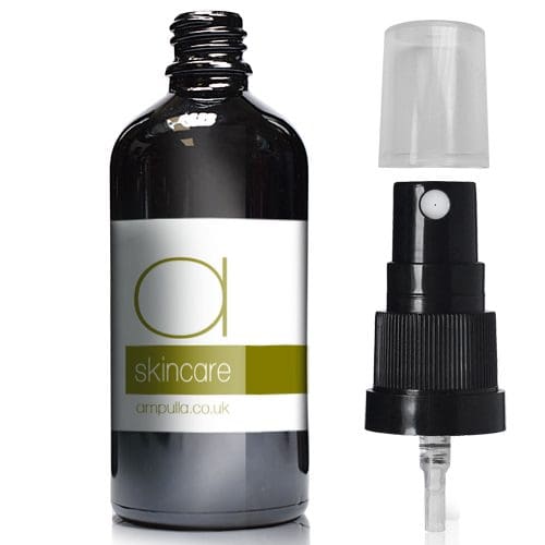 100ml Black Glass Skincare Bottle With Atomiser