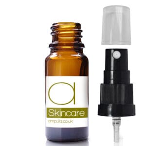 10ml Amber Glass Serum Dropper Bottle w label and Black Spray