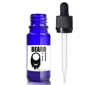 10ml Blue Glass Beard Oil Bottle With CRC Glass Pipette