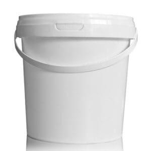 1 Litre White Plastic Bucket With Lid & Handle