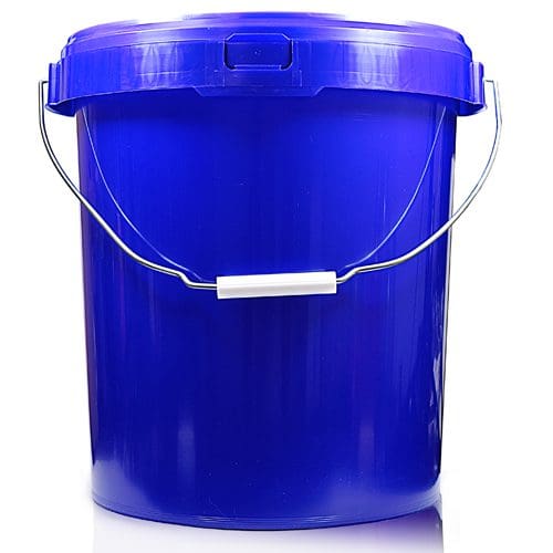 20 Litre Plastic Blue Bucket With Metal Handle And Lid