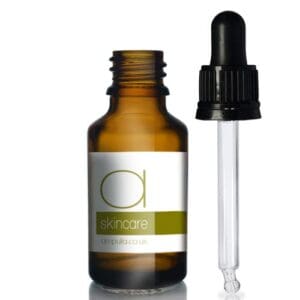 25ml Amber Glass Skincare Bottle With T/E Pipette With Wiper