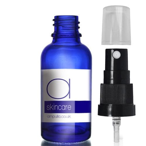 30ml Blue Glass Skincare Bottle With Atomiser Spray