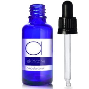 30ml Blue Glass Skincare Bottle With T/E Glass Pipette