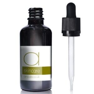 30ml Black Glass Skincare Bottle With CRC Glass Pipette