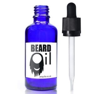 50ml Blue Beard Oil Bottle With Child Resistant Pipette And Wiper