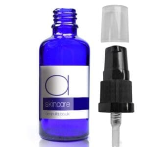 50ml Blue Glass Skincare Bottle With Lotion Pump