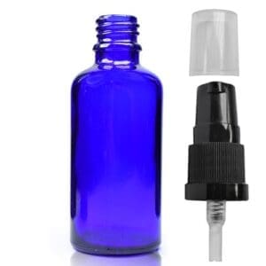 50ml Blue Glass Skincare Bottle With Lotion Pump