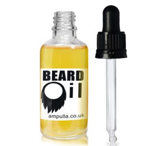 50ml Clear Glass Beard Oil Bottle With Glass Pipette & Wiper