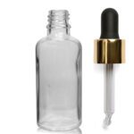 50ml Clear Glass Dropper Bottle With Luxury Gold Pipette